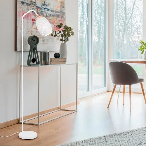 CANDEEIRO DE PÉ 1 LUZ METAL BRANCO E27 BIRKITA