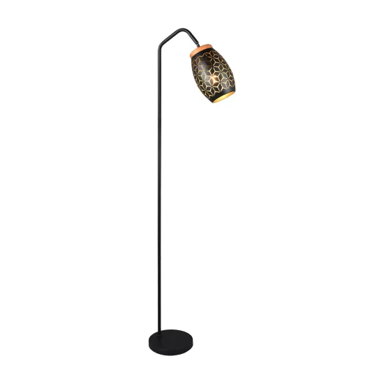 CANDEEIRO DE PÉ 1 LUZ METAL PRETO E27 BIRKITA