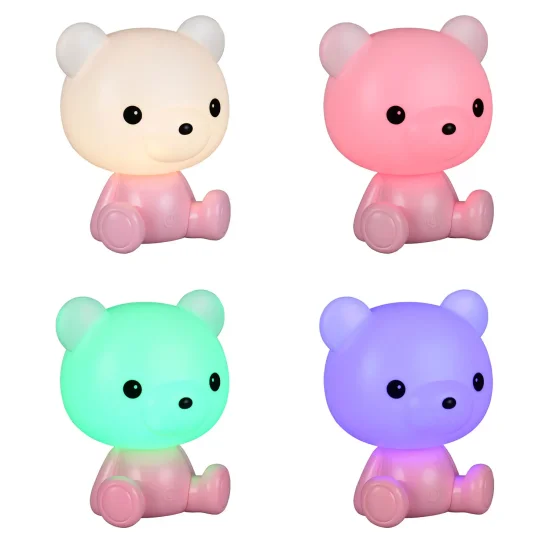 CANDEEEIRO DE MESA LED 3W 3000K RGB URSO ROSA 2