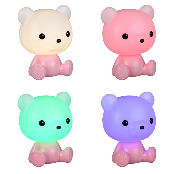 CANDEEEIRO DE MESA LED 3W 3000K RGB URSO ROSA