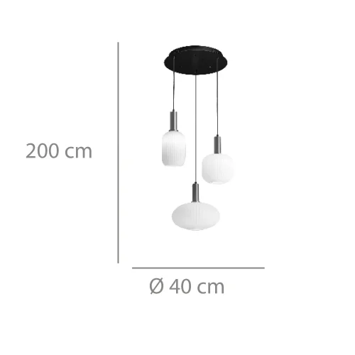 Candeeiro De Teto 3 Luzes Tulipas Brancas Opal Ø40 CM E27 Shelby| Lúzete