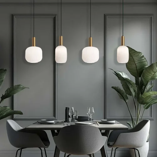 CANDEEIRO DE TETO 4 LUZES TULIPAS BRANCAS OPAL E27 SHELBY