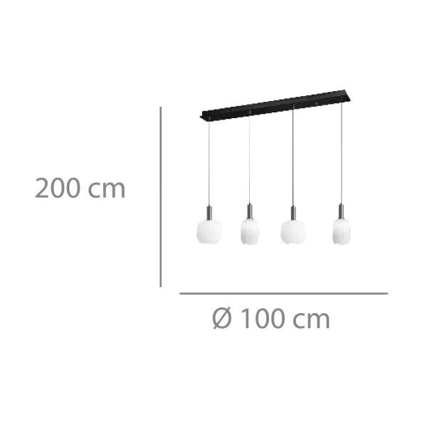 CANDEEIRO DE TETO 4 LUZES TULIPAS BRANCAS OPAL E27 SHELBY