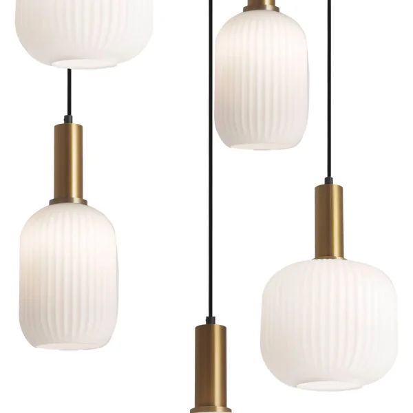 LÁMPARA DE TECHO 5 LUCES TULIPAS BLANCO OPAL Ø80 E27 SHELBY