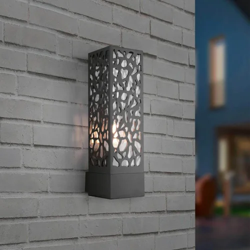 APLIQUE EXTERIOR EM AÇO ANTRACITE E27 IP44 JACARANDA