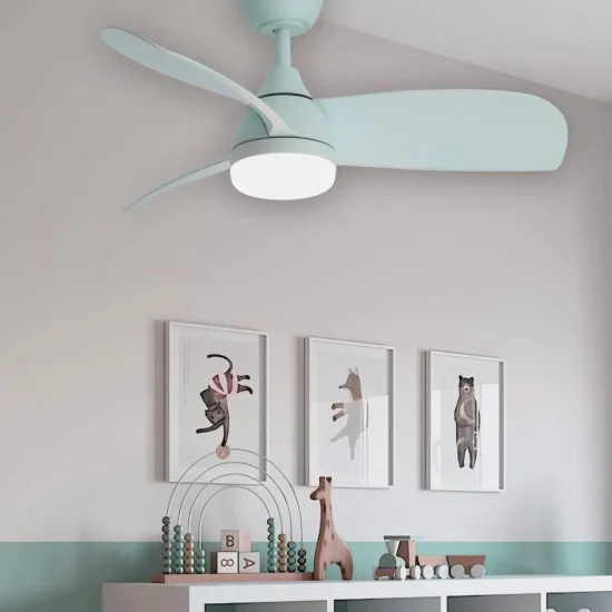 VENTOINHA DE TETO INFANTIL LED 17W 3 PÁS REGULÁVEIS AZUL AERIS 2