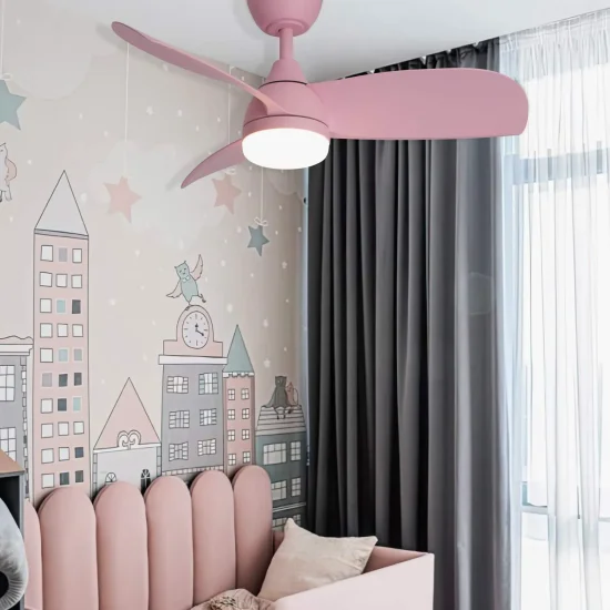 VENTOINHA DE TETO INFANTIL LED 17W 3 PÁS REGULÁVEL ROSA AERIS 2