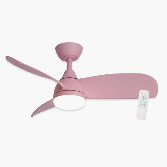 VENTOINHA DE TETO INFANTIL LED 17W 3 PÁS REGULÁVEL ROSA AERIS