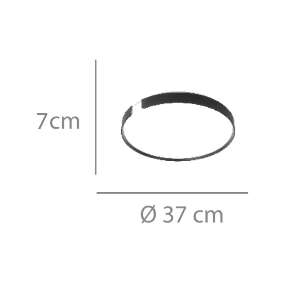 Plafon de teto LED 35W Regulável Ø37cm Preto Nashville| Lúzete