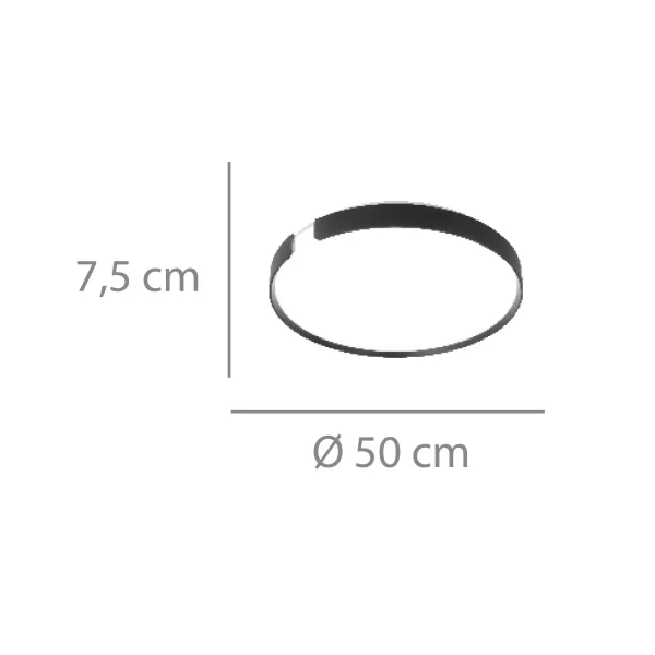 Plafon de teto LED 53W Regulável Ø50cm Preto Nashville| Lúzete