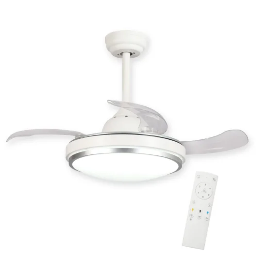 VENTILADOR DE TETO LED 29 W REGULÁVEL BRANCO COM 4 PÁS PLEGÁVEIS SILVERSTONE