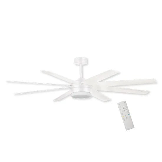 VENTOINHA DE TETO LED 24W REGULÁVEL 8 PÁS MOTOR DC BRANCO SOLEI