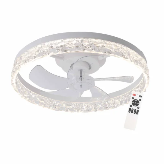 VENTOINHA DE TETO TIPO PLAFON LED 30W 3000-6000K 5 PÁS BRANCA ROCHELLE