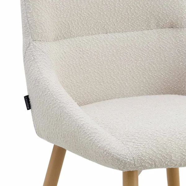 Cadeira de Sala de Jantar Adney Tecido Areia Pés Faia| Lúzete