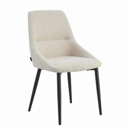 CADEIRA DE JANTAR ADNEY TECIDO AREIA PÉS PRETOS CADEIRA DE JANTAR ADNEY TECIDO AREIA PÉS PRETOS