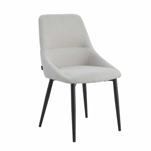 CADEIRA DE JANTAR ADNEY TECIDO CINZENTO PÉS PRETOS CADEIRA DE JANTAR ADNEY TECIDO CINZENTO PÉS PRETOS