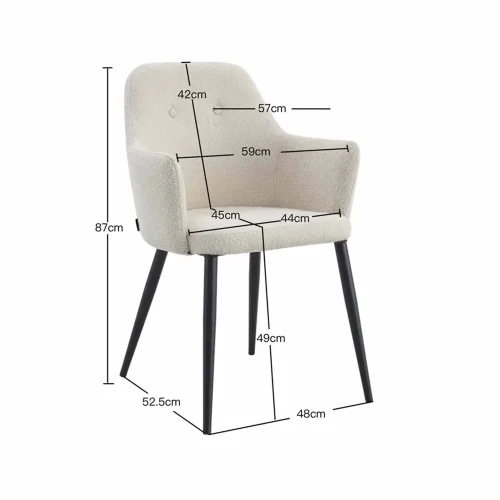 POLTRONA GUNNAR TECIDO AREIA PÉS PRETOS