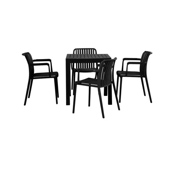 CADEIRA DE JARDIM COM APOIOS DE BRAÇOS EM POLIPROPILENO PRETA EOLIA