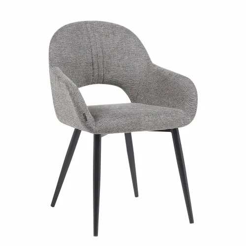 CADEIRA ESTOFADA CINZENTA COM PERNAS PRETAS ROWAN CADEIRA ESTOFADA CINZENTA COM PERNAS PRETAS ROWAN