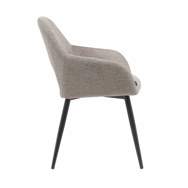 CADEIRA ESTOFADA AREIA COM PERNAS PRETAS ROWAN