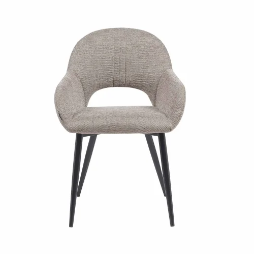 CADEIRA ESTOFADA AREIA COM PERNAS PRETAS ROWAN