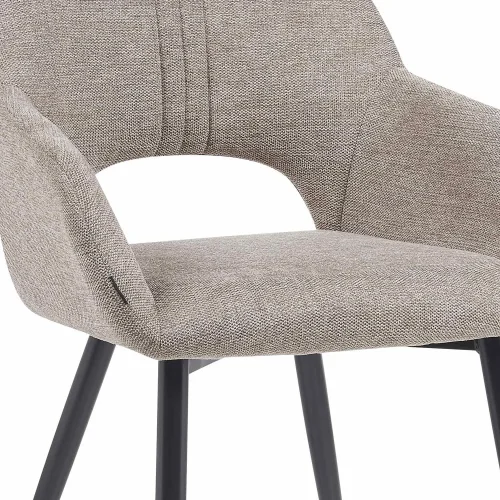 CADEIRA ESTOFADA AREIA COM PERNAS PRETAS ROWAN