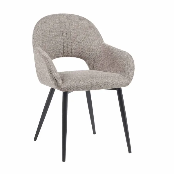 CADEIRA ESTOFADA AREIA COM PERNAS PRETAS ROWAN