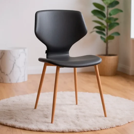 CADEIRA UPPLAND PU CINZENTO MARENGO PERNAS COR FAIA