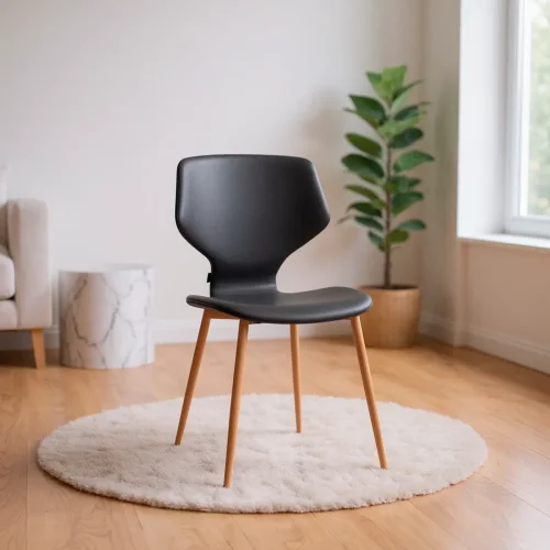 CADEIRA UPPLAND PU CINZENTO MARENGO PERNAS COR FAIA