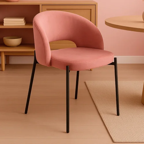 CADEIRA ESTOFADA VELUDO ROSA CLOTILDE