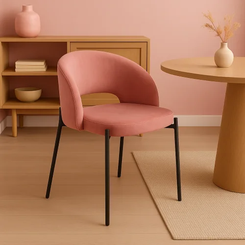 CADEIRA ESTOFADA VELUDO ROSA CLOTILDE