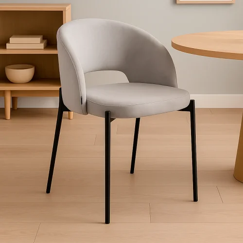 CADEIRA ESTOFADA VELUDO CINZA CLOTILDE