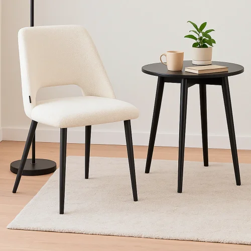 CADEIRA DE SALA DE JANTAR ESTOFADA BRANCA EBONY