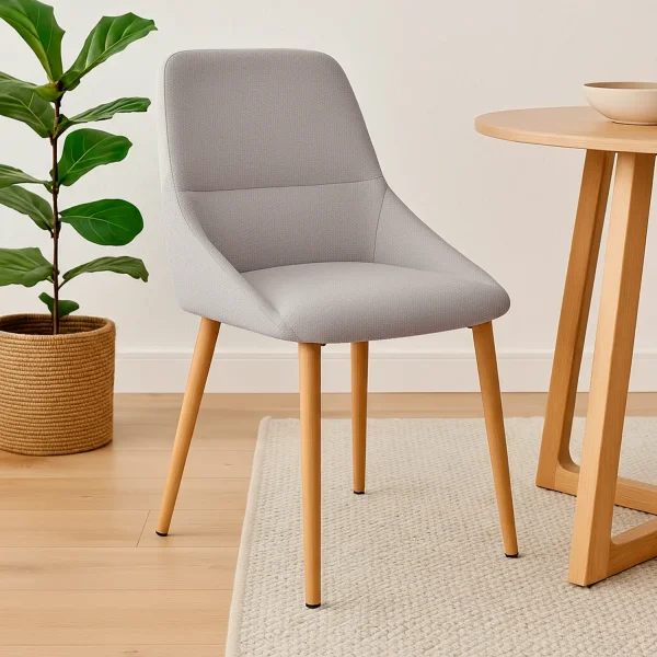 CADEIRA DE SALA DE JANTAR ADNEY TECIDO CINZA CLARO PÉS FAIA CADEIRA DE SALA DE JANTAR ADNEY TECIDO CINZA CLARO PÉS FAIA
