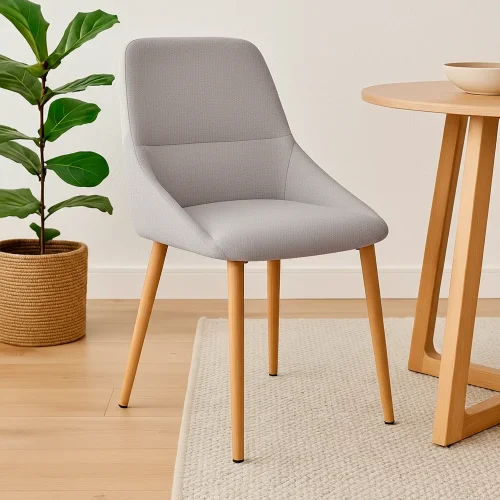 CADEIRA DE SALA DE JANTAR ADNEY TECIDO CINZA CLARO PÉS FAIA CADEIRA DE SALA DE JANTAR ADNEY TECIDO CINZA CLARO PÉS FAIA