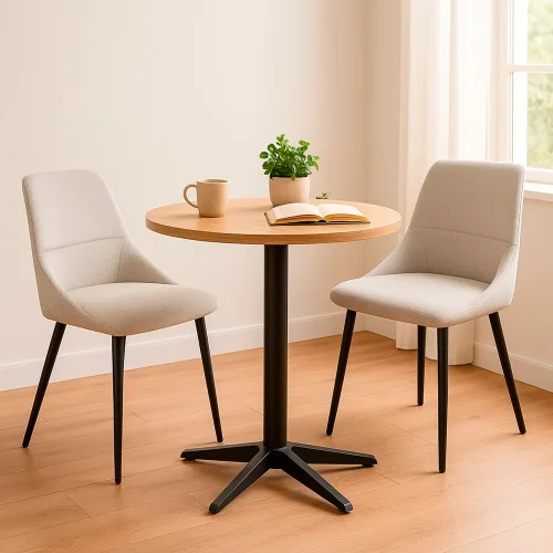 CADEIRA DE JANTAR ADNEY TECIDO AREIA PÉS PRETOS CADEIRA DE JANTAR ADNEY TECIDO AREIA PÉS PRETOS