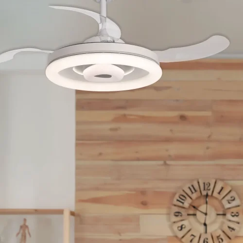 VENTOINHA DE TETO LED 45W REGULÁVEL 4 PÁS RETRÁTEIS SILVESTRE