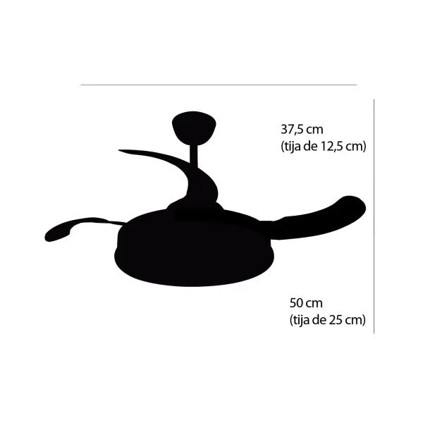 VENTOINHA DE TETO LED 45W REGULÁVEL 4 PÁS RETRÁTEIS SILVESTRE