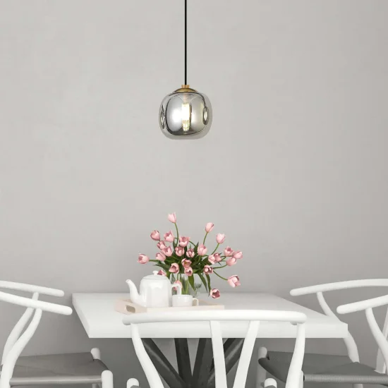 CANDEEIRO DE TETO 1 LUZ TULIPA FUMÉ Ø15CM G9 NICOLETTA