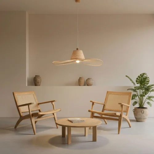 Poltrona de madeira de olmo natural Einar | Lúzete