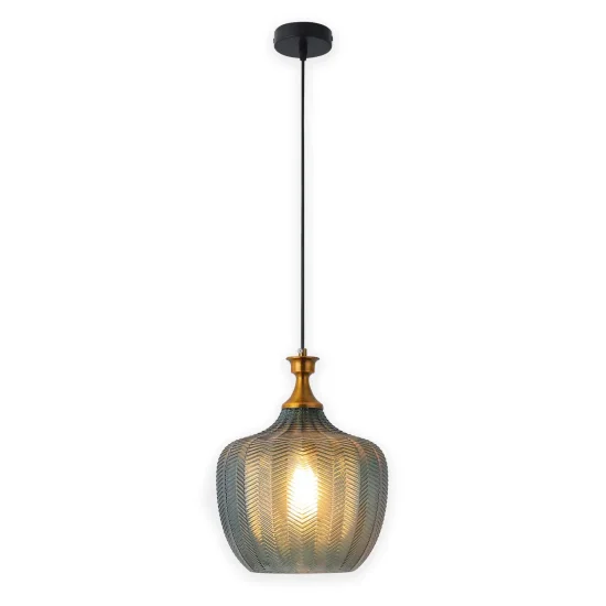 CANDEEIRO DE TETO VIDRO ÁGUA-MARINHA Ø 26 CM ROGAN 2