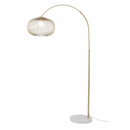 CANDEEIRO DE PÉ EM ARCO AÇO DOURADO E27 ARVEN 2