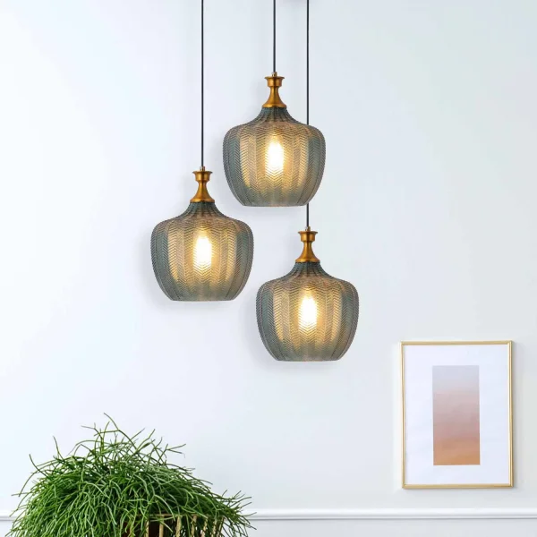 CANDEEIRO DE TETO VIDRO ÁGUA-MARINHA Ø 26 CM ROGAN