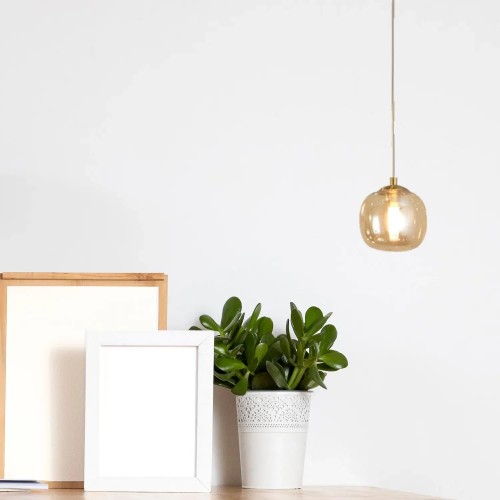 CANDEEIRO DE TETO 1 LUZ TULIPA ÂMBAR Ø10CM G9 NICOLETTA