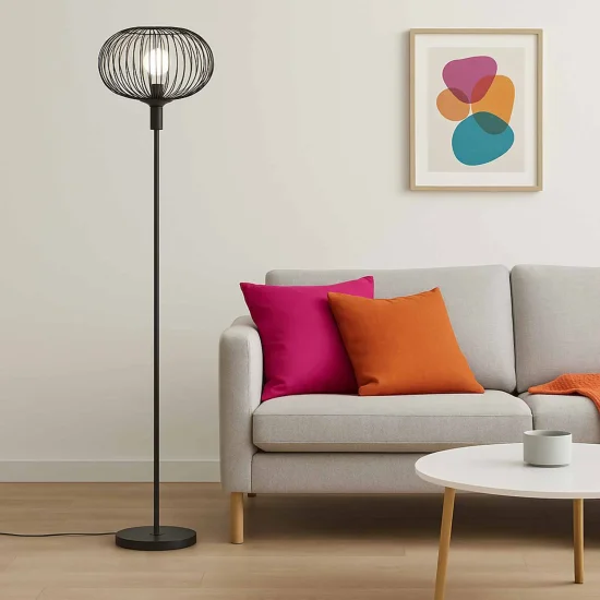 CANDEEIRO DE PÉ 160CM AÇO PINTADO NEGRO E27 ARVEN