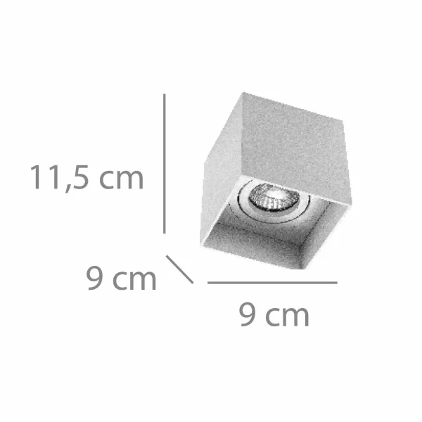 FOCO DE SUPERFÍCIE QUADRADO GU10 ORIENTÁVEL 9x9 CM BRANCO