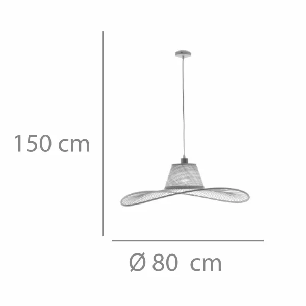CANDEEIRO DE TETO EM MADEIRA E FIBRAS NATURAIS Ø80CM E27 SOLMAR