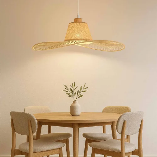 CANDEEIRO DE TETO EM MADEIRA E FIBRAS NATURAIS Ø60CM E27 TIKI