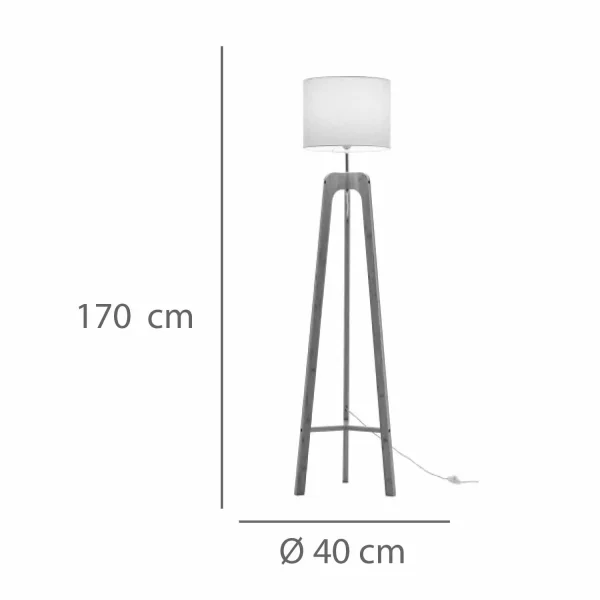 Candeeiro de Pé em Madeira e Tecido Ø40 cm E27 Hagen| Lúzete