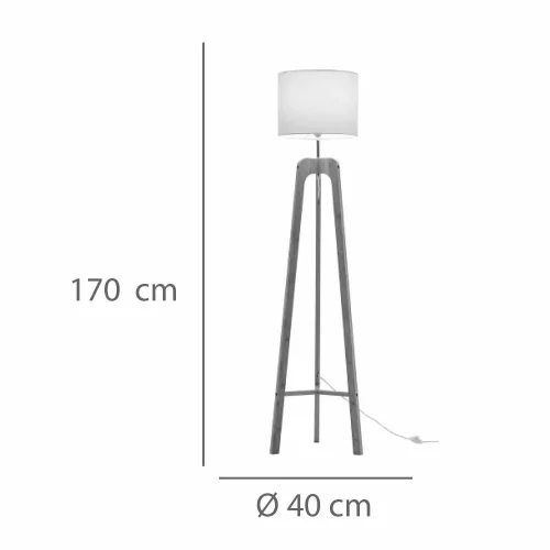 Candeeiro de Pé em Madeira e Tecido Ø40 cm E27 Hagen| Lúzete